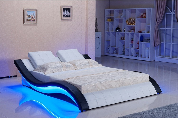 modern real genuine leather bed