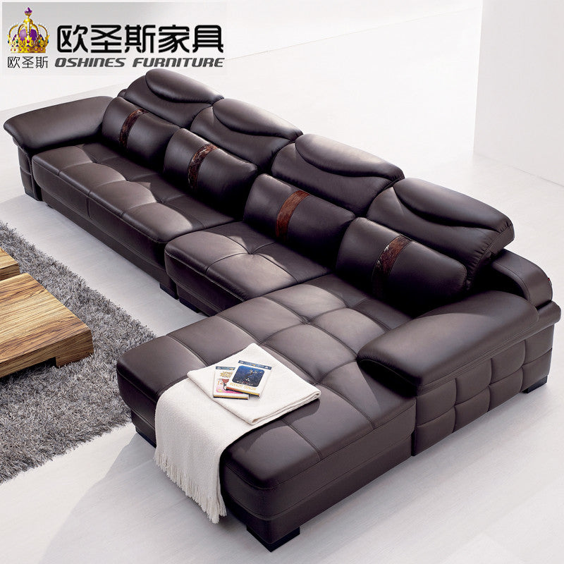 New model l shaped modern italy genuine real leather sectional latest corner furniture living room sex sofa set L29