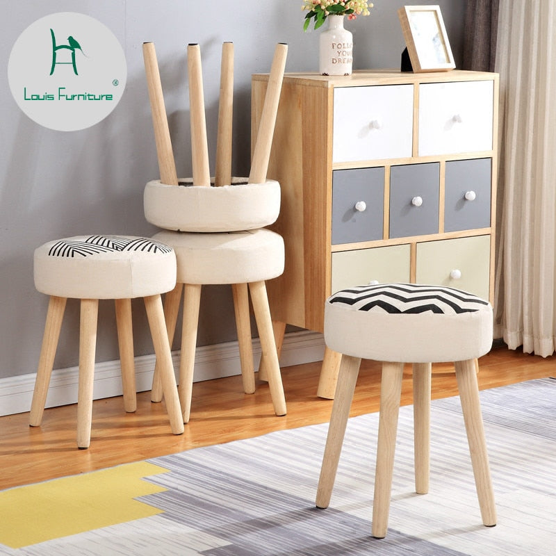 Louis Fashion Stools Nordic Minimalist Furniture Small Wooden Shoes Sofa