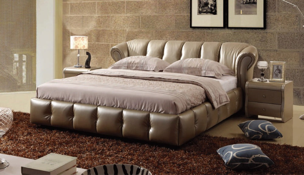 designer modern genuine real leather soft bed