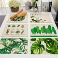 Green Leaves Pattern Cotton Linen Western