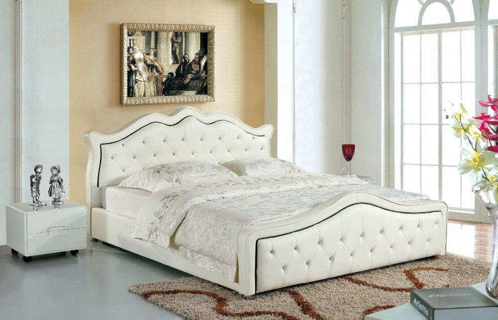 designer modern genuine real leather soft bed