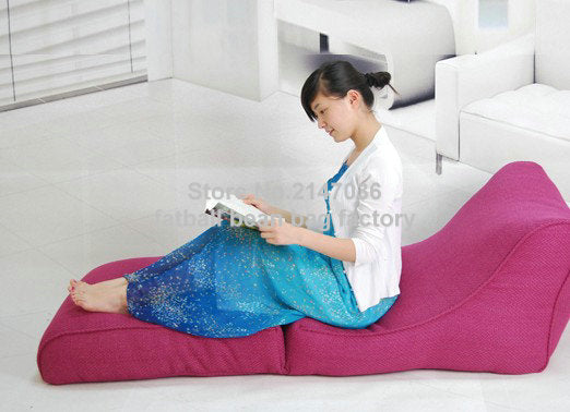 Pink folding bean bag chair, living room