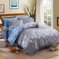 Classic bedding set 5 size grey blue flower bed