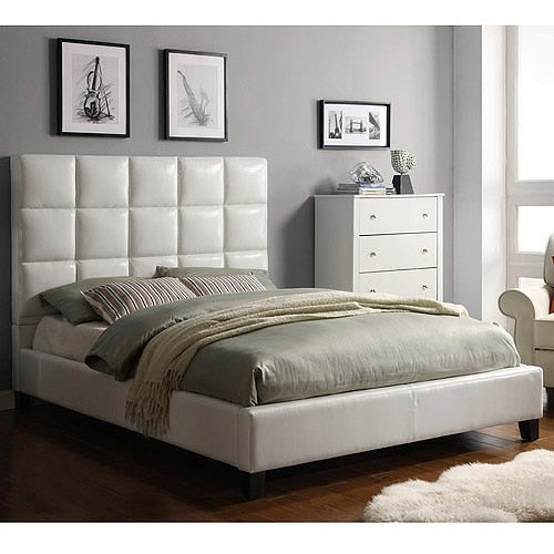 High Back Modern leather Soft Bed,Cream